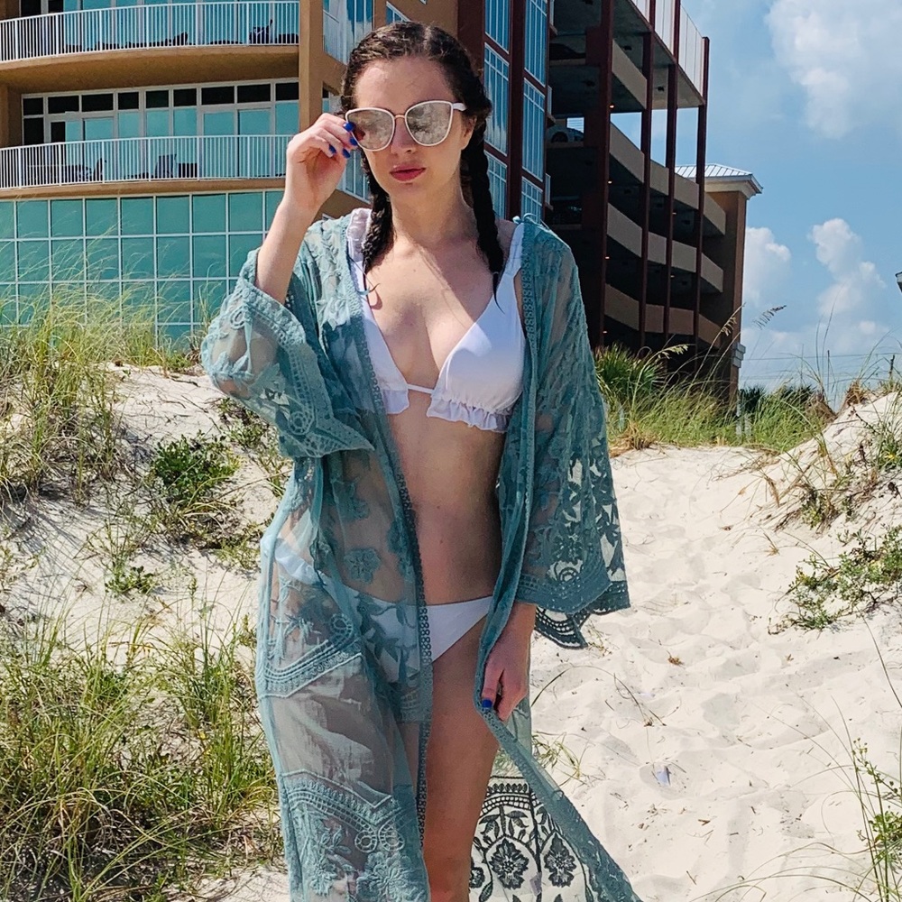 White ruffle bikini